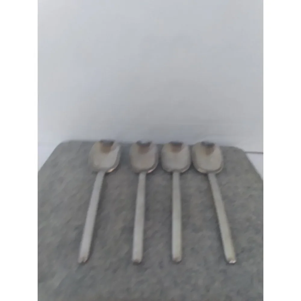Vintage Stainless Steel Spoons Set of 4 Modern Minimalist Design Kitchen Utensil